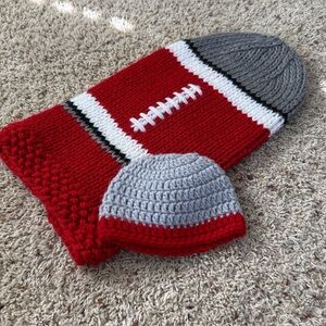Red and Gray Football Knit Set - Ohio State